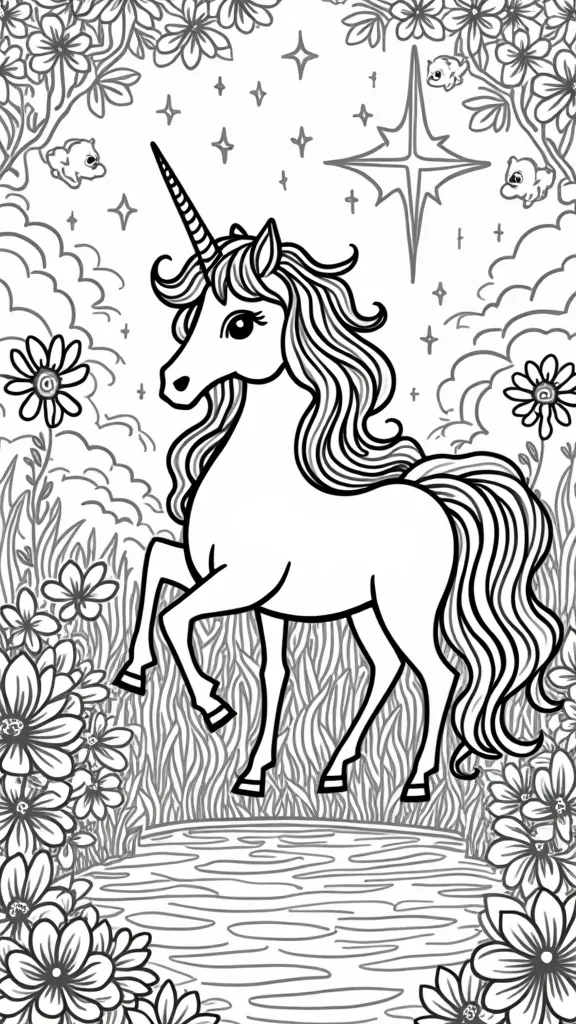 coloriages de licorne magique